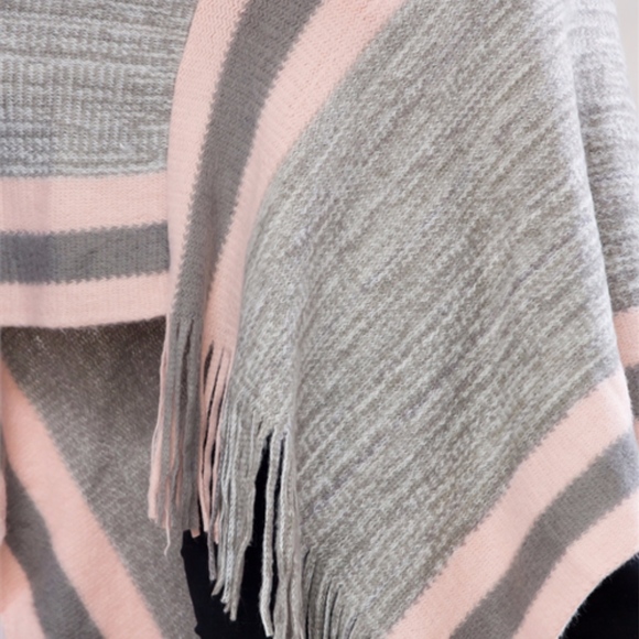 Sold. Gray & Pink Ultra Soft Poncho - Picture 2 of 3